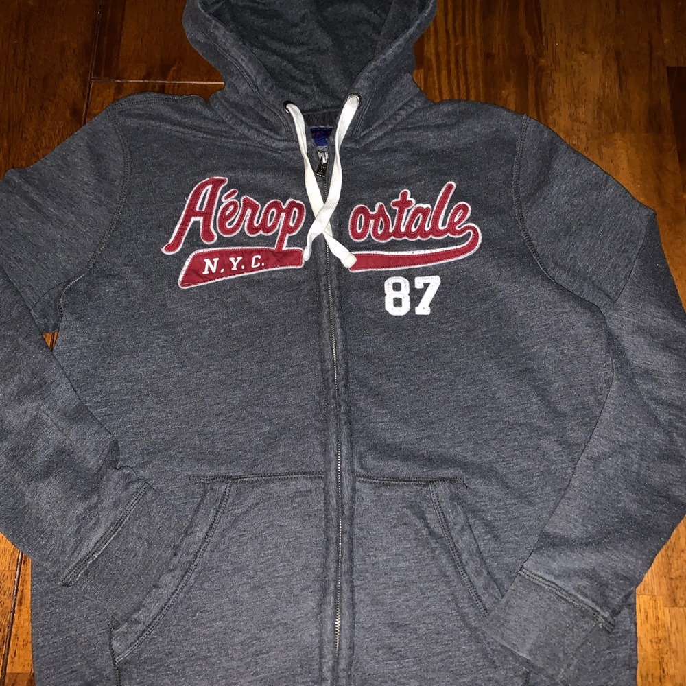 Aeropostale size large gray zip up hoodie sweatshirt